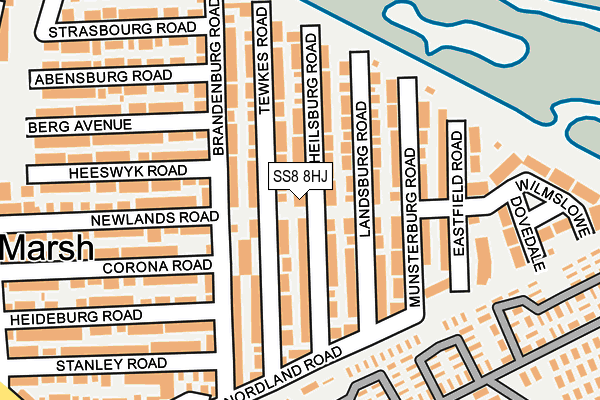 SS8 8HJ map - OS OpenMap – Local (Ordnance Survey)