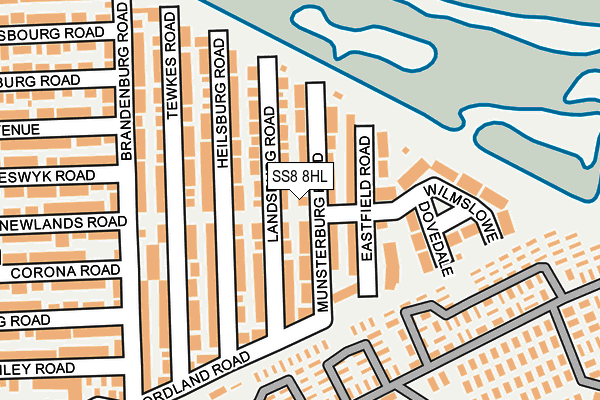 SS8 8HL map - OS OpenMap – Local (Ordnance Survey)