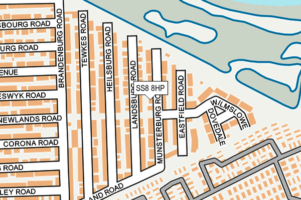 SS8 8HP map - OS OpenMap – Local (Ordnance Survey)