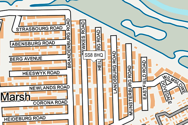 SS8 8HQ map - OS OpenMap – Local (Ordnance Survey)