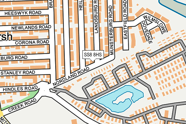 SS8 8HS map - OS OpenMap – Local (Ordnance Survey)