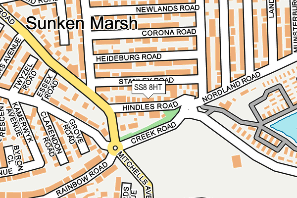 SS8 8HT map - OS OpenMap – Local (Ordnance Survey)