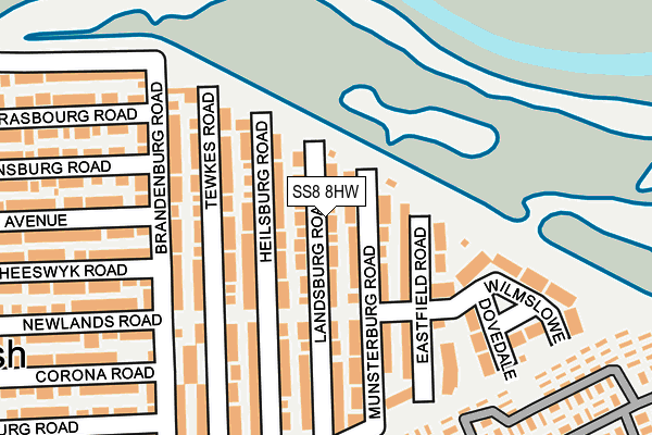 SS8 8HW map - OS OpenMap – Local (Ordnance Survey)