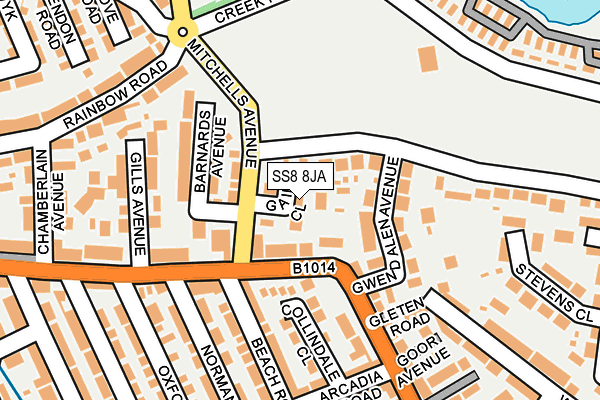 SS8 8JA map - OS OpenMap – Local (Ordnance Survey)