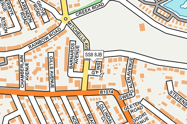 SS8 8JB map - OS OpenMap – Local (Ordnance Survey)