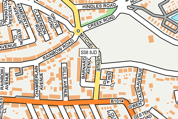 SS8 8JD map - OS OpenMap – Local (Ordnance Survey)