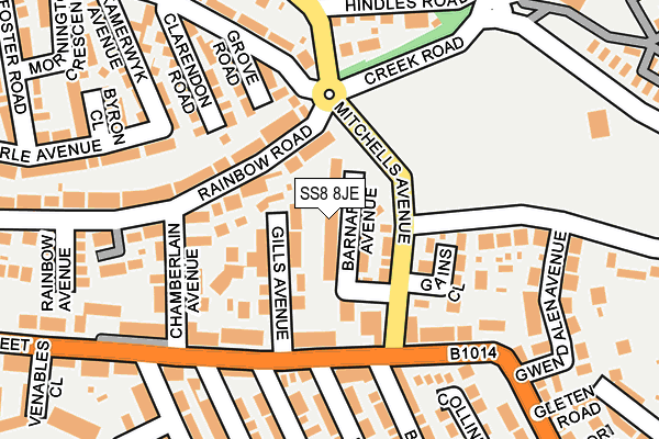 SS8 8JE map - OS OpenMap – Local (Ordnance Survey)