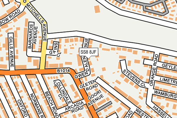 SS8 8JF map - OS OpenMap – Local (Ordnance Survey)