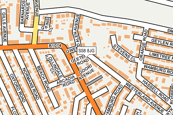 SS8 8JG map - OS OpenMap – Local (Ordnance Survey)