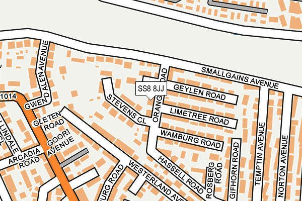 SS8 8JJ map - OS OpenMap – Local (Ordnance Survey)