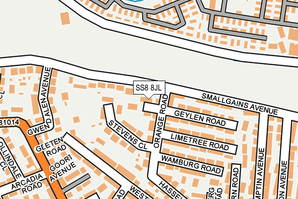 SS8 8JL map - OS OpenMap – Local (Ordnance Survey)