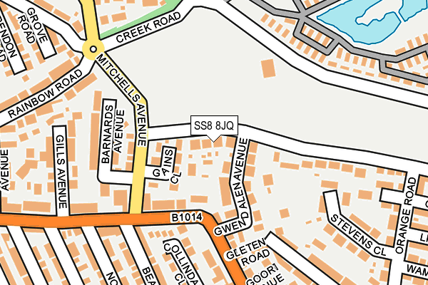 SS8 8JQ map - OS OpenMap – Local (Ordnance Survey)