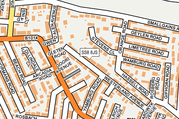 SS8 8JS map - OS OpenMap – Local (Ordnance Survey)