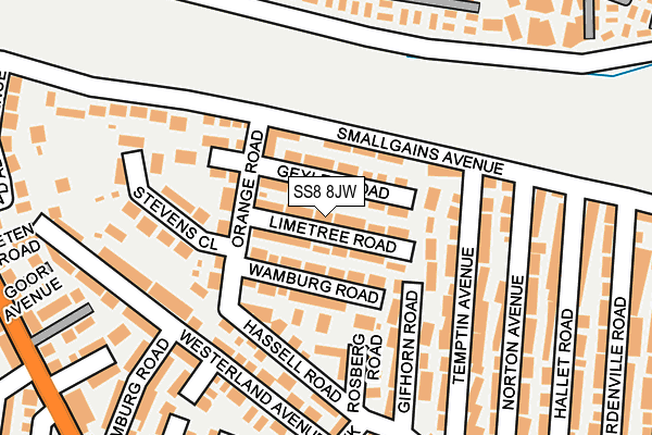 SS8 8JW map - OS OpenMap – Local (Ordnance Survey)