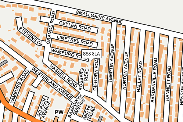 SS8 8LA map - OS OpenMap – Local (Ordnance Survey)