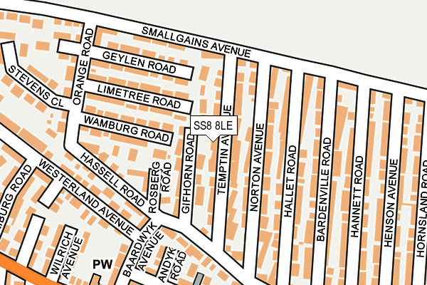 SS8 8LE map - OS OpenMap – Local (Ordnance Survey)