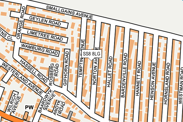 SS8 8LG map - OS OpenMap – Local (Ordnance Survey)