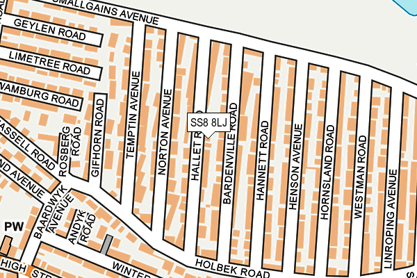 SS8 8LJ map - OS OpenMap – Local (Ordnance Survey)