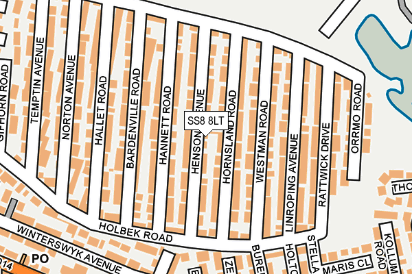 SS8 8LT map - OS OpenMap – Local (Ordnance Survey)