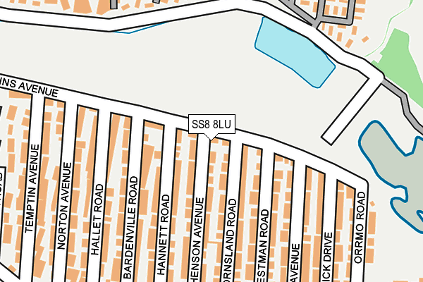 SS8 8LU map - OS OpenMap – Local (Ordnance Survey)