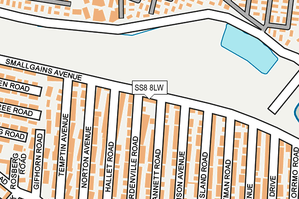 SS8 8LW map - OS OpenMap – Local (Ordnance Survey)
