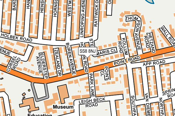 SS8 8NJ map - OS OpenMap – Local (Ordnance Survey)