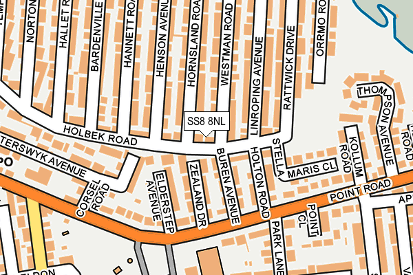 SS8 8NL map - OS OpenMap – Local (Ordnance Survey)