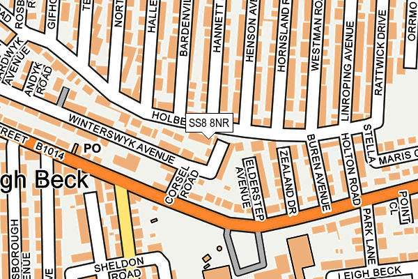 SS8 8NR map - OS OpenMap – Local (Ordnance Survey)