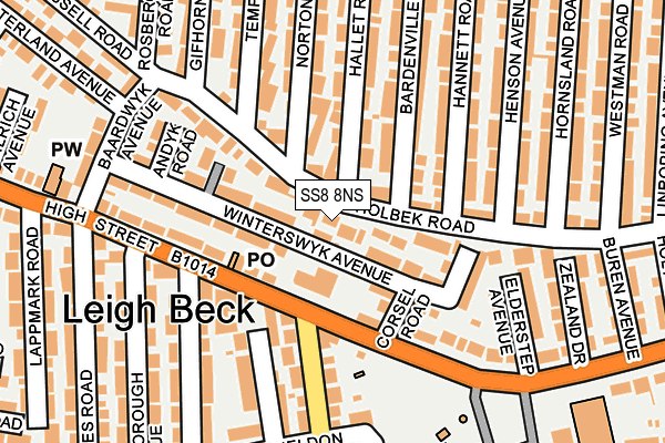 SS8 8NS map - OS OpenMap – Local (Ordnance Survey)