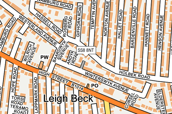 SS8 8NT map - OS OpenMap – Local (Ordnance Survey)