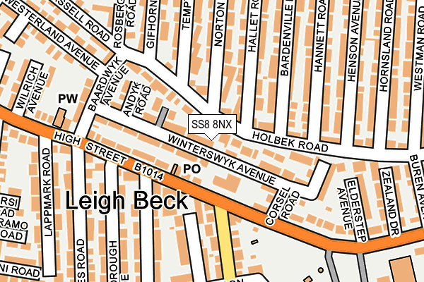 SS8 8NX map - OS OpenMap – Local (Ordnance Survey)