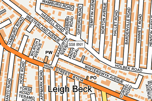 SS8 8NY map - OS OpenMap – Local (Ordnance Survey)