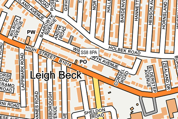 SS8 8PA map - OS OpenMap – Local (Ordnance Survey)