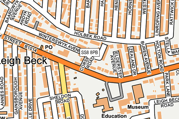 SS8 8PB map - OS OpenMap – Local (Ordnance Survey)