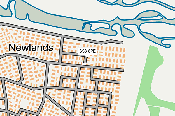 SS8 8PE map - OS OpenMap – Local (Ordnance Survey)