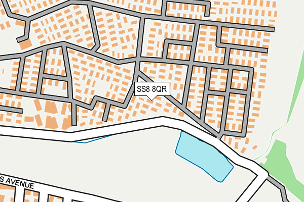 SS8 8QR map - OS OpenMap – Local (Ordnance Survey)