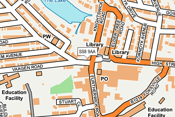 SS8 9AA map - OS OpenMap – Local (Ordnance Survey)