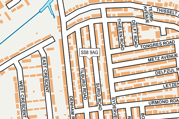 SS8 9AG map - OS OpenMap – Local (Ordnance Survey)