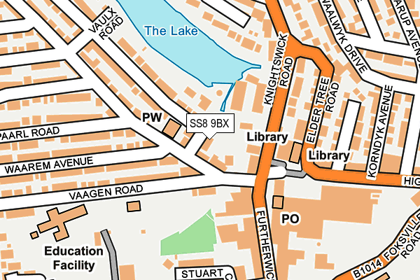 SS8 9BX map - OS OpenMap – Local (Ordnance Survey)
