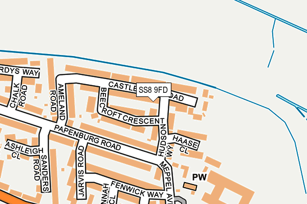 SS8 9FD map - OS OpenMap – Local (Ordnance Survey)