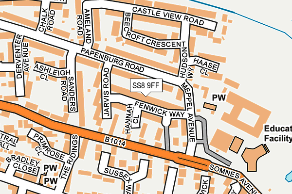 SS8 9FF map - OS OpenMap – Local (Ordnance Survey)