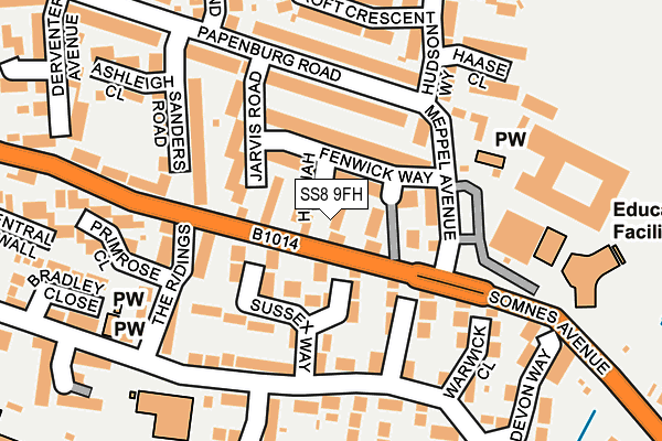 SS8 9FH map - OS OpenMap – Local (Ordnance Survey)