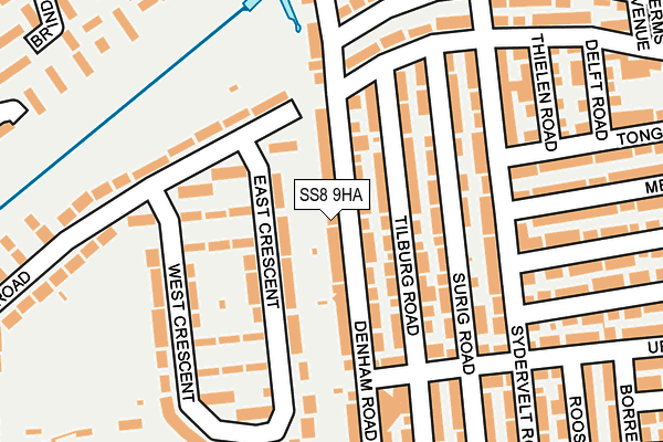 SS8 9HA map - OS OpenMap – Local (Ordnance Survey)
