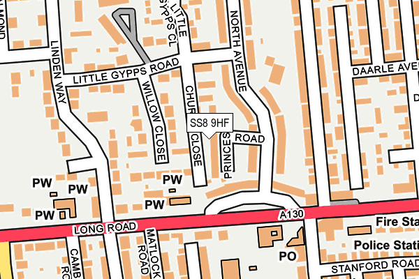 SS8 9HF map - OS OpenMap – Local (Ordnance Survey)