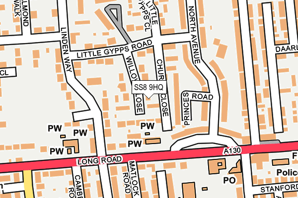 SS8 9HQ map - OS OpenMap – Local (Ordnance Survey)