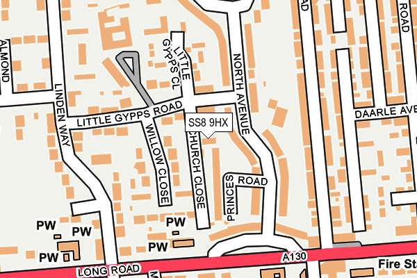 SS8 9HX map - OS OpenMap – Local (Ordnance Survey)