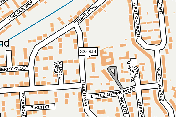 SS8 9JB map - OS OpenMap – Local (Ordnance Survey)
