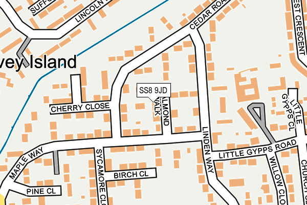 SS8 9JD map - OS OpenMap – Local (Ordnance Survey)