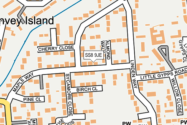 SS8 9JE map - OS OpenMap – Local (Ordnance Survey)