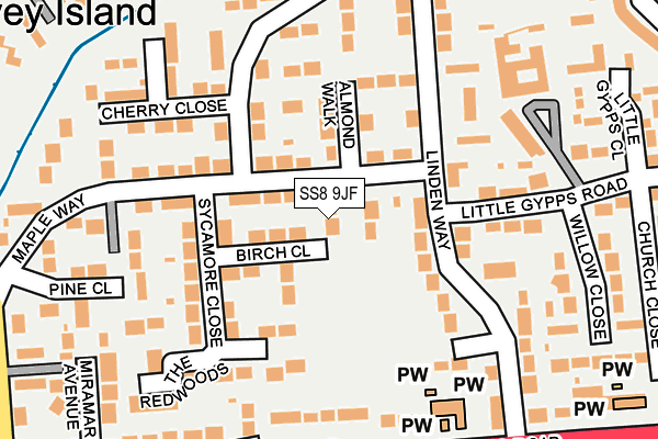 SS8 9JF map - OS OpenMap – Local (Ordnance Survey)